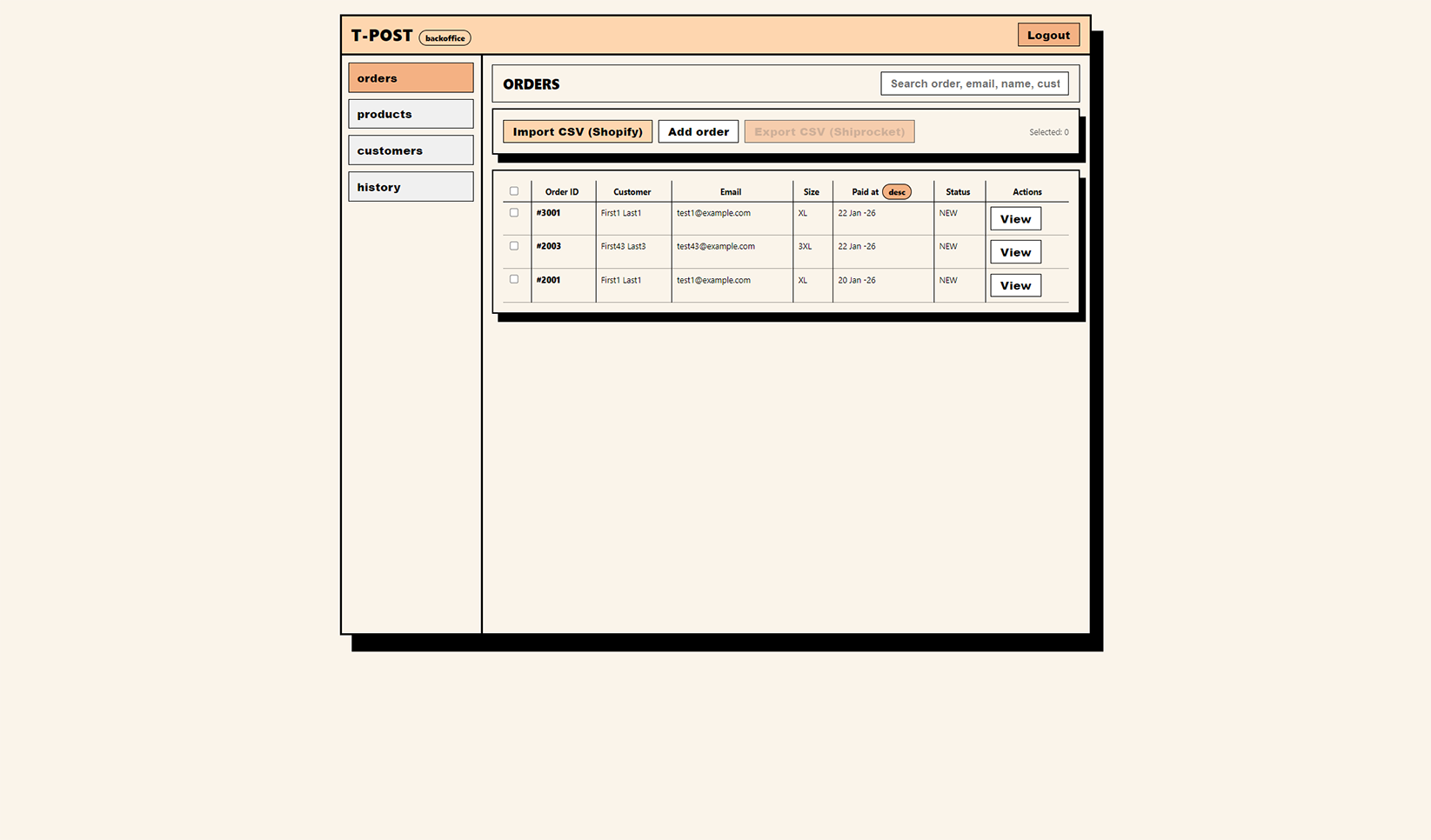 Inventory App screen 1